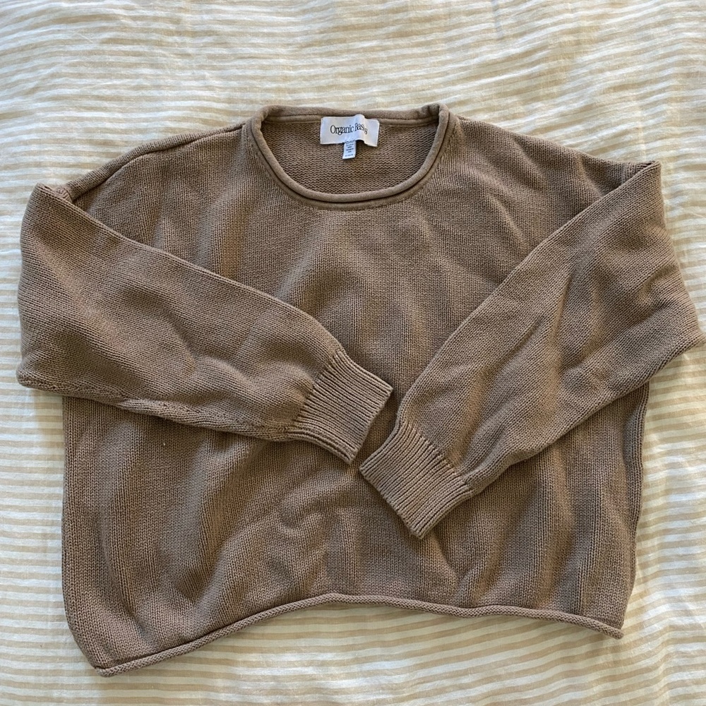 cozy cropped knit sweater from organic basics 🤎🤍